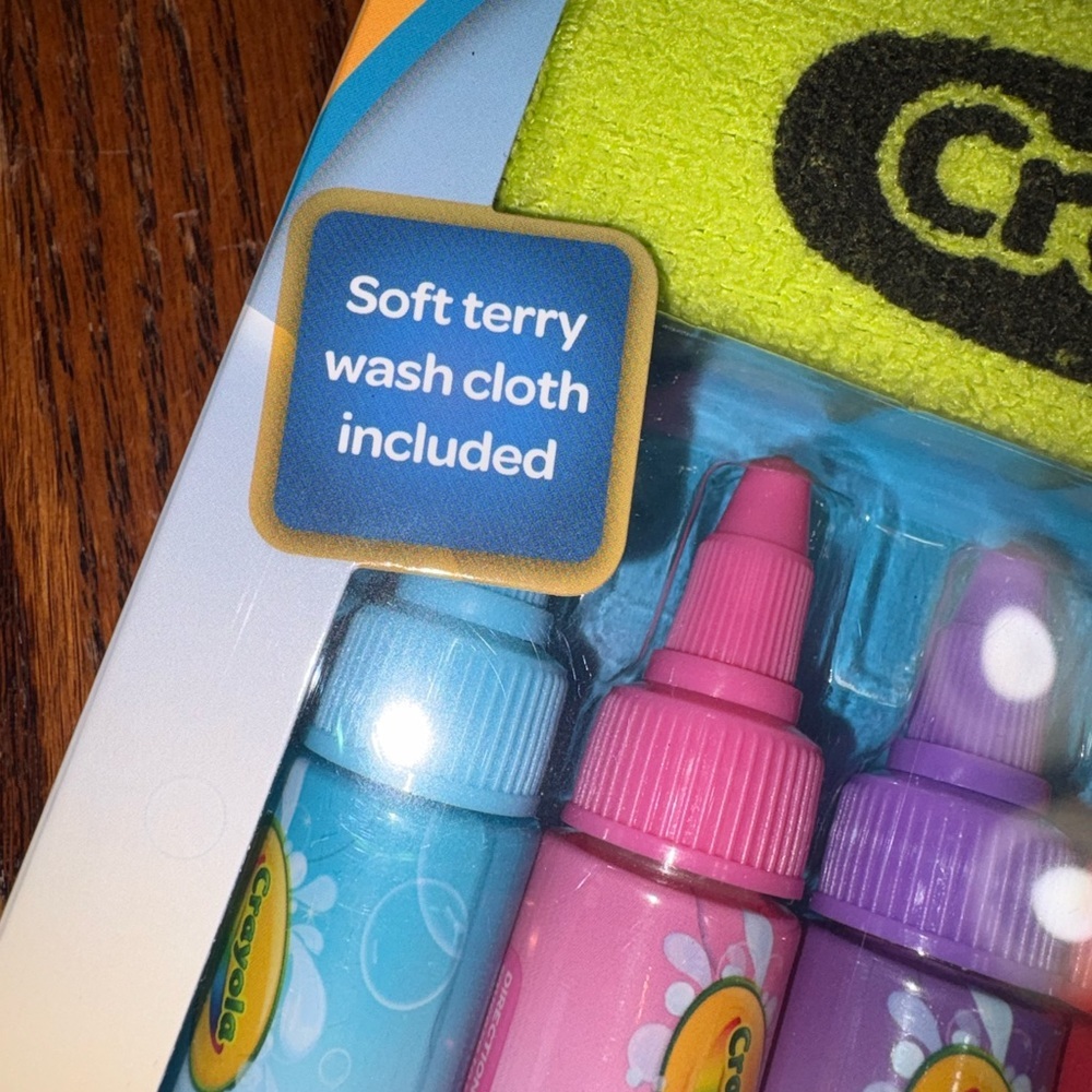 CRAYOLA BATH TIME FUN BODY WASH PEN SET 5 FLIRAL SCENTS & A CLOTH NIP - Picture 2 of 5